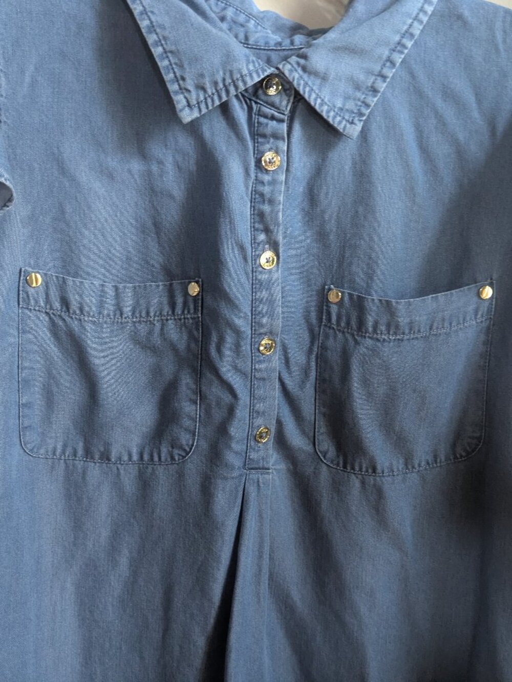 jones new york signature denim chambesy shirt dress tunic top blue size L # 694